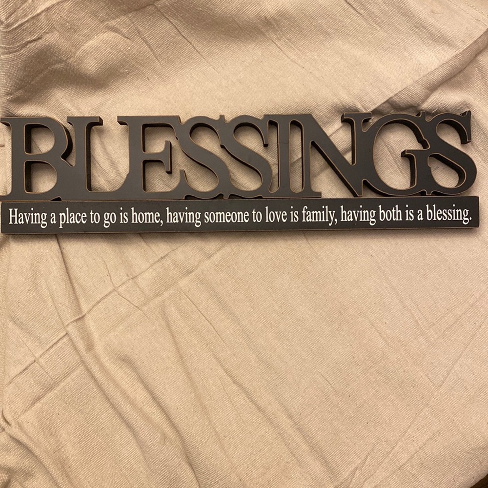 “Blessings” wood decor sign (18”)